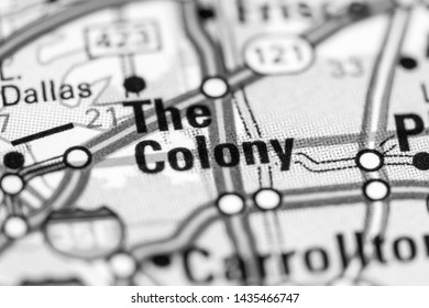 The Colony. Texas. USA On A Map