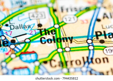 The Colony. Texas. USA On A Map