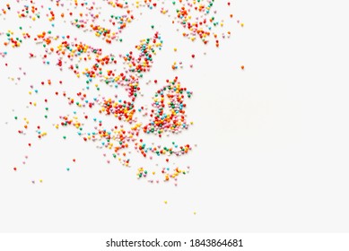 Color Background, Sprinkling, Confectionery, Sprinkling On White Background