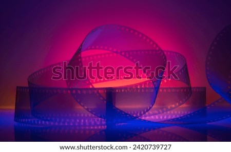 color cinema background with film. film production, creation of series, independent film festivals, film shows