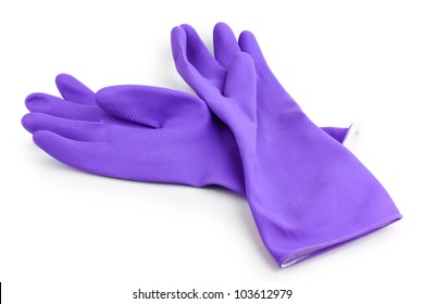 purple cleaning gloves