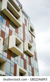 Color Construction Aluminum.Facing The Building With A Ventilated Facade. Aluminum Colored Facades. Modern Facades Construction Of A Comercial Centre