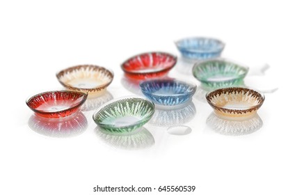 Color Contact Lenses On White Background