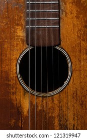 Color Detail Of An Old, Vintage Guitar