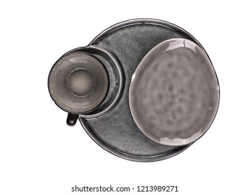 color empty plate on white isolated background, top view - Shutterstock ID 1213989271