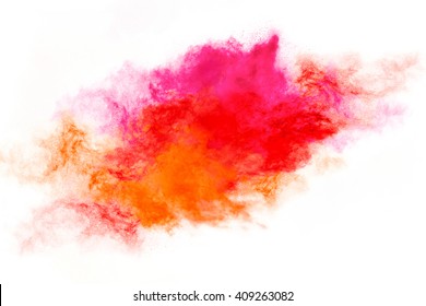 Color Explosion. Abstract Design Of A Colorful Dust Cloud Isolated On White Background