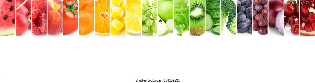 Color fruits and vegetables. Fresh food. Concept - Shutterstock ID 658159231