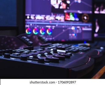 Color Grading Controller Machine In Color Grading Room Studio Lab For Edit Video Colortone