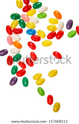 Color jelly beans isolated over white background