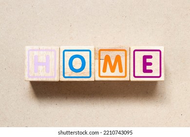 Color Letter Block In Word Home On Wood Background