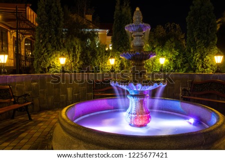 Color light fountain on the backyard