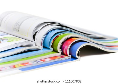Color magazines isolated on the white background