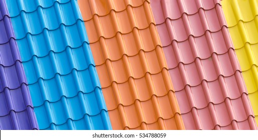 Color Metal Roof Tile Background