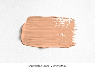 color oil paint stroke on white background. New trending PANTONE 13-1023 Peach Fuzz colour of 2024 year