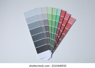 Color Paint Chips On Light Background, Top View