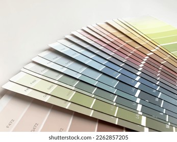 Color palette on a white background, close-up of color samples for interior design - Shutterstock ID 2262857205