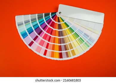 Color palette,color catalog on orange background
