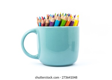 Color pencil in the cup on white background - Powered by Shutterstock