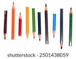 Color pencils in different lengths on white background	