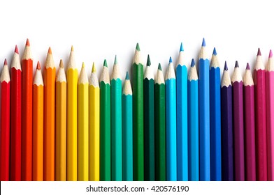 Color pencils isolated on white background.Close up. - Shutterstock ID 420576190