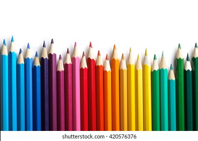 Color pencils isolated on white background.Close up. - Shutterstock ID 420576376