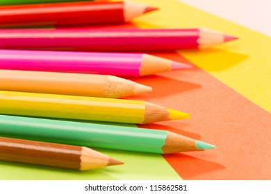 Set Red Yellow Blue Pencils Lie Stock Photo (Edit Now) 1751974973