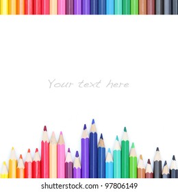 Color Pencils On White Background, As Colorful Border