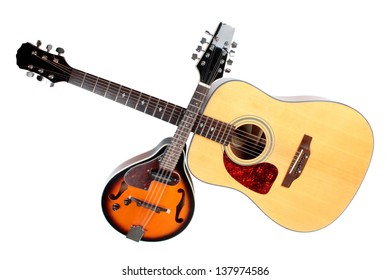 Color Photo Of A Mandolin And Guitar In Country Style