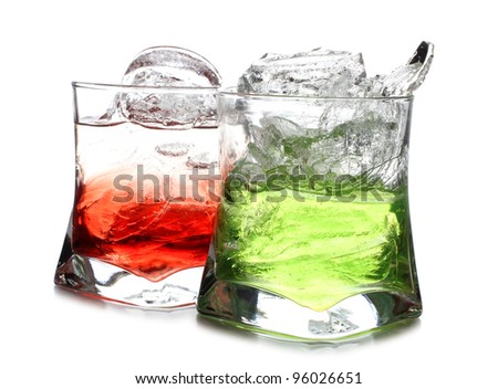 Color photograph of cocktails in glass beakers