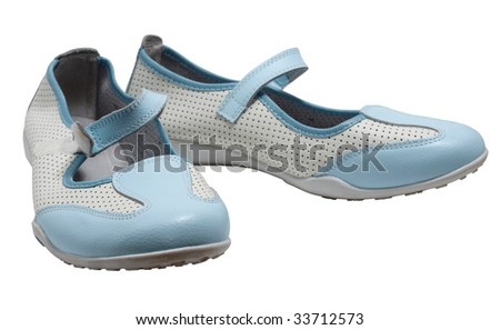 Color photograph of women's athletic shoes. An isolated object on a white background