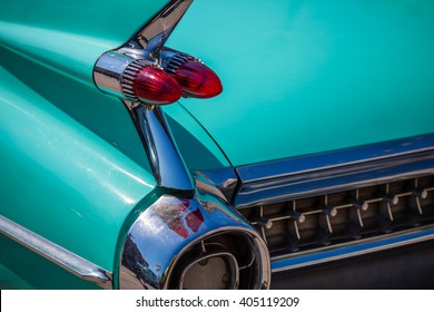 Color picture of a vintage car taillights closeup
