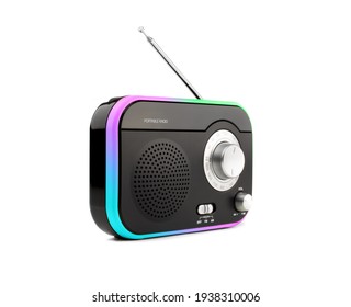 Color Portable Radio On White Background