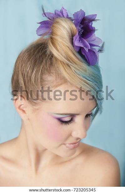 Color Portrait Blonde Woman Wearing Graphic Stock Photo Edit Now