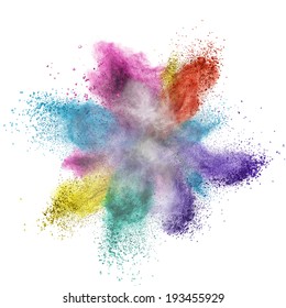 Color powder explosion isolated on white background - Shutterstock ID 193455929