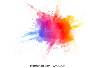 Color Powder Explosion On White Background