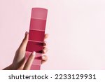 Color samples palette catalog. New 2023 trending PANTONE 18-1750 Viva Magenta color