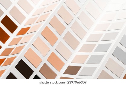 Color samples palette catalog. New trending PANTONE 13-1023 Peach Fuzz colour of 2024 year  - Powered by Shutterstock