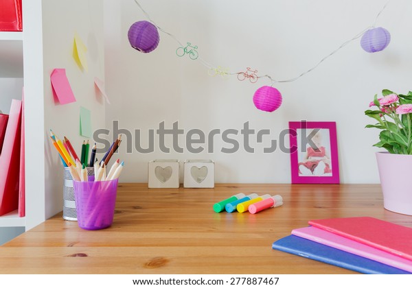 Color School Accessories On Desk Little Stock Photo Edit Now