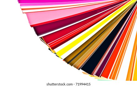 Color selection swatchbook in warm colors isolated on white