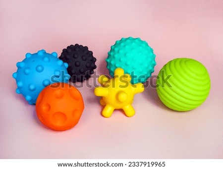 Color sensory massage ball. textured plastic multi ball set for babies and toddlers, colorful soft squeezy sensory toys. Enhance the cognitive, physical process. Brain development. 