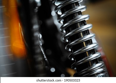 Color Shot Of A Motorcycle Shock Absorber.