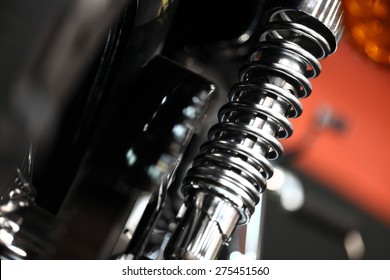 Color Shot Of A Motorcycle Shock Absorber.