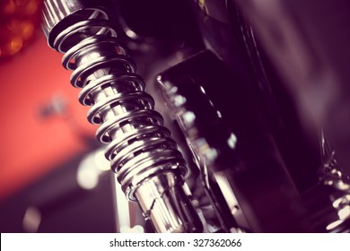 Color Shot Of A Motorcycle Shock Absorber.