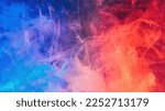 Color smoke abstract background. Cold hot. Ice fire flame. Defocused blue red contrast paint splash light glowing vapor floating cloud texture.