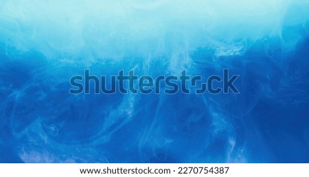 Color smoke abstract background. Sky cloud. Ethereal air. Blue white color paint water fume floating mist texture with free space.