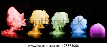 Color smoke explosion isolated on black