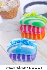 color soap and towels - Shutterstock ID 131311118