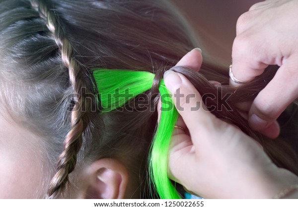 Color Strand Woven Into Hair Girl Stock Photo Edit Now 1250022655