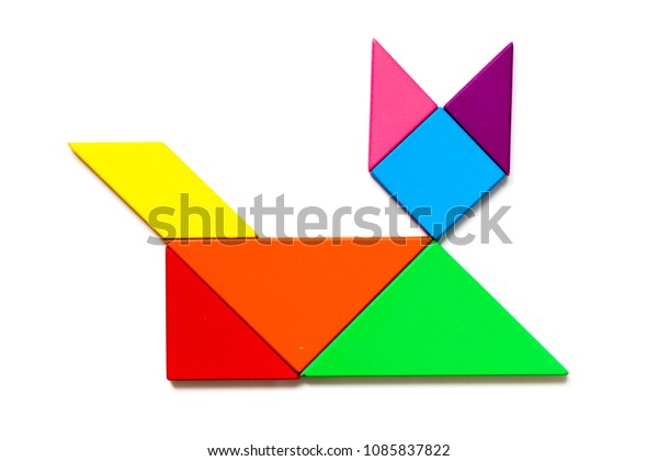 Color Wood Tangram Puzzle Cat Shape Stock Photo (Edit Now) 1085837822