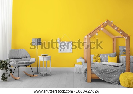 Color of the year 2021. Modern child room interior with stylish furniture